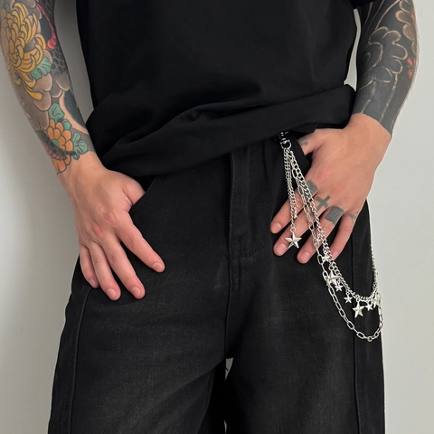 Catena Per Pantaloni Punk Multistrato Da Uomo Con Pendenti A Stella Lega Catena Per Cintura Gotica Accessorio Streetwear