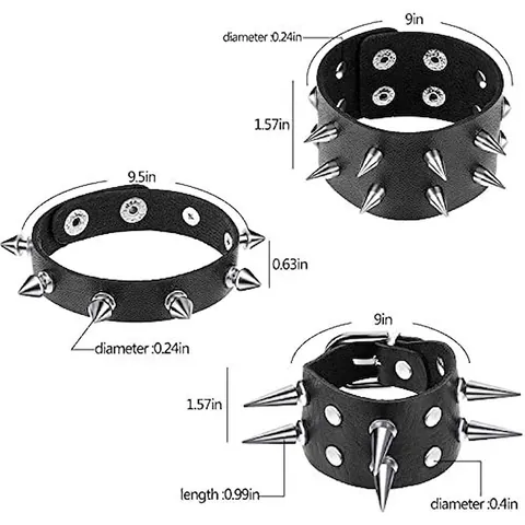 Punk Gothic Leren Armband Combinatie Legering Spikes Klinknagel Polsband Schedel Metalen Ketting Handgeweven Sieraden Voor Heren