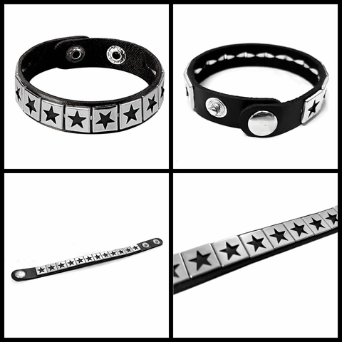 Punk Rock Leather Bracelet Set For Men Women Metal Rivet Skull Star Studded Goth Streetwear Adjustable Wristband Jewelry