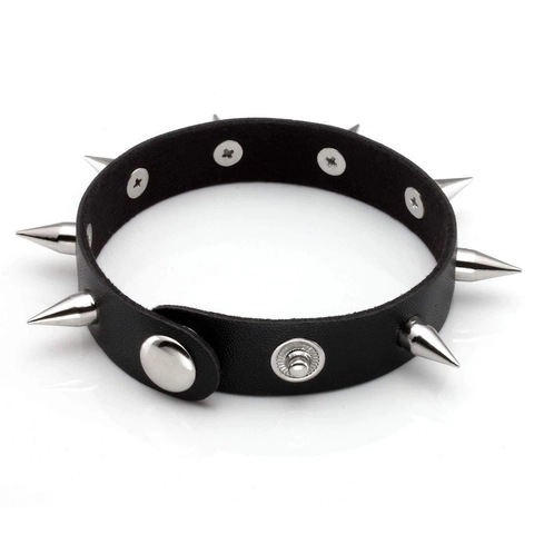 Punk Spike Studded Leather Bracelet Set Men's Gothic Rock Hand Cuff Bracelet With Adjustable Snaps Black Silver Metal Spikes