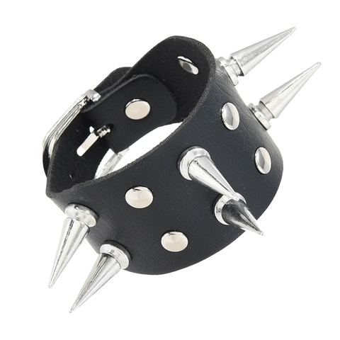 Punk Rock Breites Lederarmband Für Herren Handgefertigt Verstellbare Metallstacheln Nieten Manschette Goth Schmuck Heavy Metal Armband