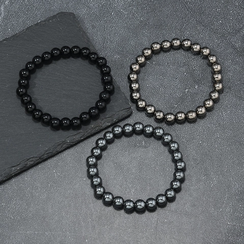Handmade Beaded Bracelet For Men Women Plastic Agate Tiger Eye Stone Geometric Punk Minimalist Fashion Jewelry Gift