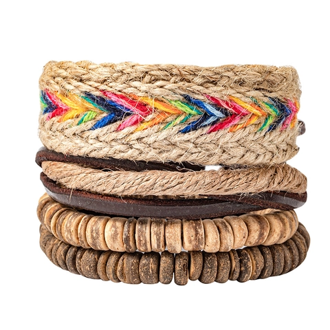 Braccialetto Intrecciato in Cordino Multicolore Bohémien Fatto a Mano Etnico Multistrato Regolabile Unisex Gioielli
