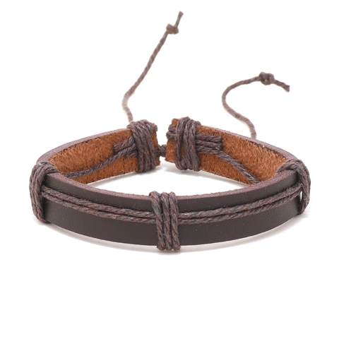 Set di Braccialetti in Pelle Multistrato Intrecciati Retro per Uomo Perline di Legno in Pelle Bovina Stile Punk Gioielli di Moda