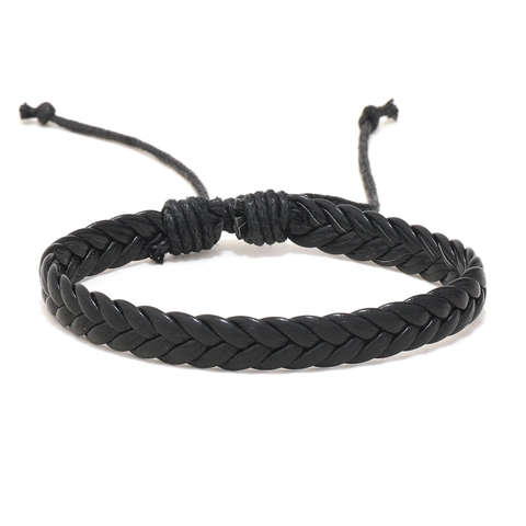 Set di Braccialetti Multistrato in Pelle Intrecciata a Mano da Uomo Retro Ciondoli in Lega Perline Vintage Punk Regalo