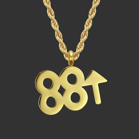 Collana con Ciondolo Numero 88 Rising Freccia in Su Hip Hop Acciaio Inossidabile Lega Catena Corda Oro Argento Gioielli