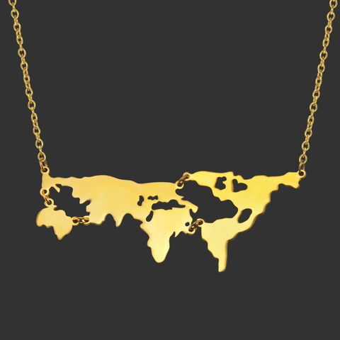 Hip Hop Legierung Weltkarte Anhänger Halskette Für Herren Damen Gold Silber Galvanisiert Geometrisches Patchwork Schmuck Geschenk