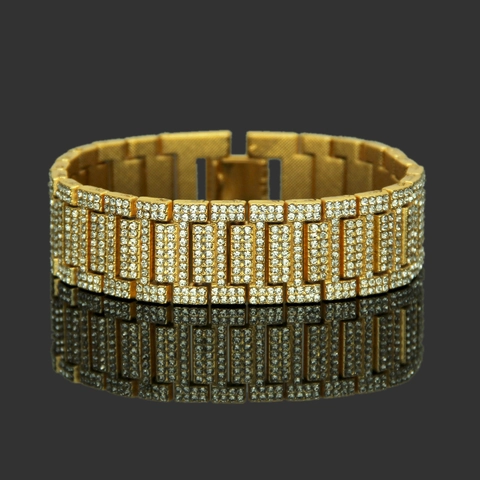 Herren Hip Hop Iced Out Uhrenarmband Stil Legierung Armband Luxus Strass Eingelegt Gold Silber Roségold Plattiert Mode Schmuck