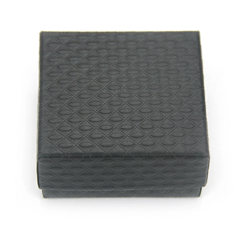 Matte Black Square Jewelry Box Paper Gift Packaging Box Embossed Rhombus Pattern For Necklace Bracelet Minimalist Storage Case
