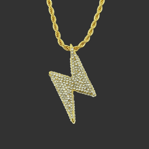 Collar de Rayo Aleación Diamantes Imitación Hip Hop Hombre Dorado Plateado Cadena Cuerda Joyería Streetwear Accesorio Moda