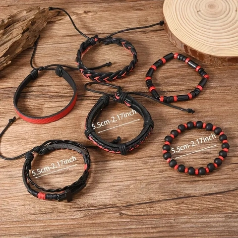 Vintage Braided Leather Bracelet Stackable Multi Layered Cross Cupid Arrow Metal Pendant Men Women Punk Ethnic Jewelry