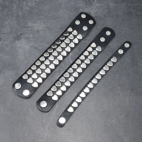 Punk Gothic Herz Nieten Leder Armband Einstellbare Metall Nieten Breite Manschette Armband Für Herren Damen Rock Schmuck