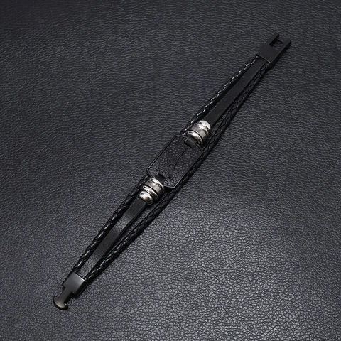 Bracciale da Uomo Multistrato in Pelle Intrecciata Con Piastra in Lega della Torre Eiffel Stile Vichingo Chiusura Magnetica Gioielli Retro