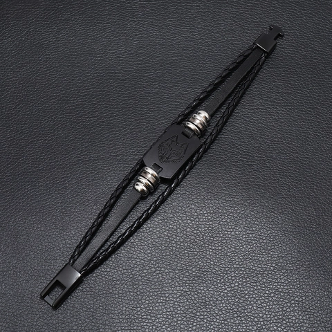 Men's Punk Leather Braided Bracelet Wolf Head Metal Charm Multi-Layer Street Wristband Vintage Fashion Jewelry Gift