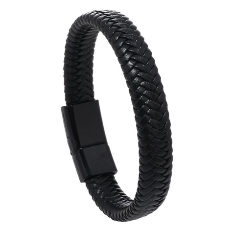 Vintage Herren Handgefertigte Geflochtene Lederarmband Einfache Legierung Magnetverschluss Wickelarmband Retro Schmuck Geschenk Für Männer