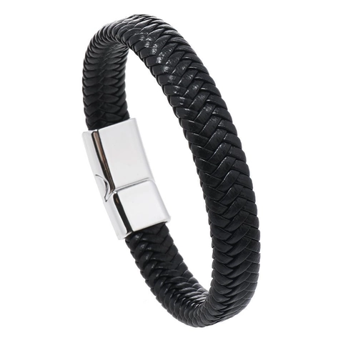 Vintage Herren Handgefertigte Geflochtene Lederarmband Einfache Legierung Magnetverschluss Wickelarmband Retro Schmuck Geschenk Für Männer