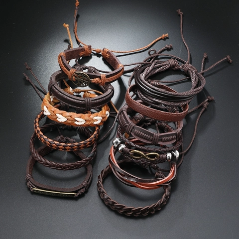 Herren Vintage Geflochtenes Lederarmband Lebensbaum Unendlichkeitssymbol Mehrlagiges Wickelarmband Braun Schmuck Geschenk