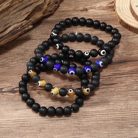 Herren Perlenarmbänder Lavastein Evil Eye Bohemian Stil Elastische Kordel Schmuck Verstellbar Mode Geschenk