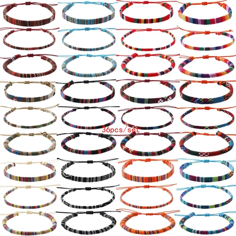 Braccialetti dell'Amicizia Intrecciati Etnici Bohémien per Donna Uomo Cordino Intrecciato Geometrico Colorato Fatto a Mano Gioielli con Cinturino a Corda Regolabile