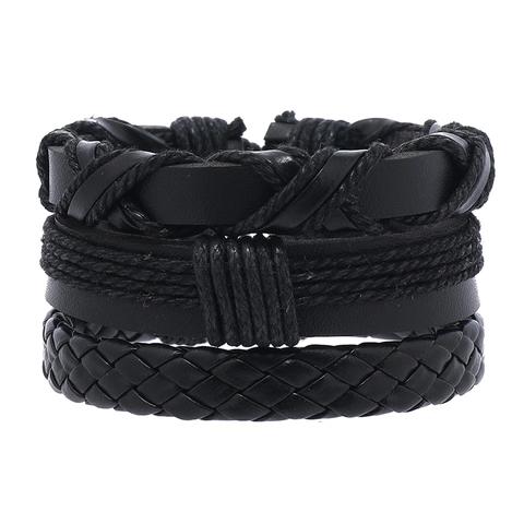 Vintage Leather Bracelet For Men Tree Of Life Multi Layer Hand Woven Adjustable Alloy Punk Ethnic Wristband Jewelry Assortment