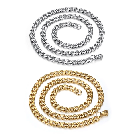 Collana a Catena Barbazzale in Acciaio al Titanio Hip Hop per Uomo Donna Placcata Oro Argento Collana Girocollo NK Gioielli