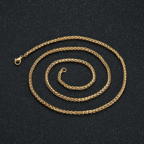Collana a Spiga in Acciaio Inossidabile per Uomo Donna Catena a Maglie Minimalista Spiga Chiglia Gioielli Galvanici Accessorio Quotidiano
