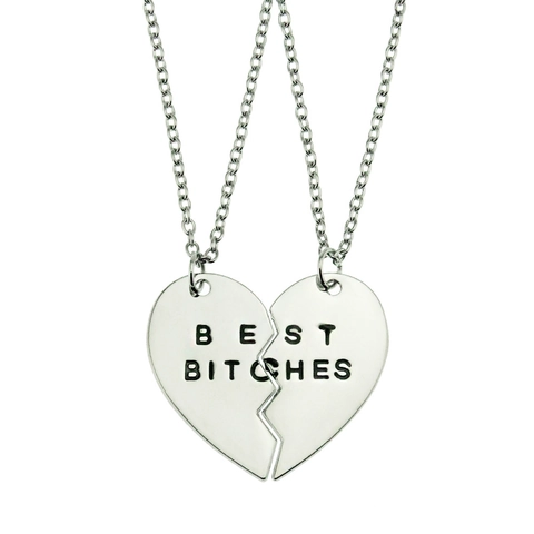 Zinklegierung Eisen Herz Puzzle Best Friend Anhänger Halsketten Gravierte Buchstaben Einfacher Schmuck Zubehör Für Damen Herren Silber