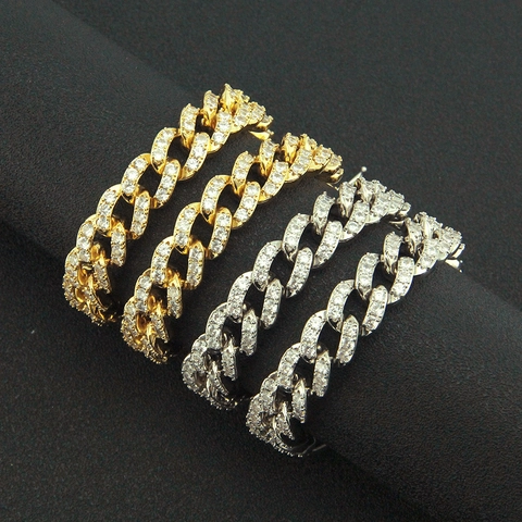 Hip Hop Miami Cuban Link Chain Necklace For Men Women Copper Zirconia Iced Out Punk Style 13mm Wide Jewelry Gift