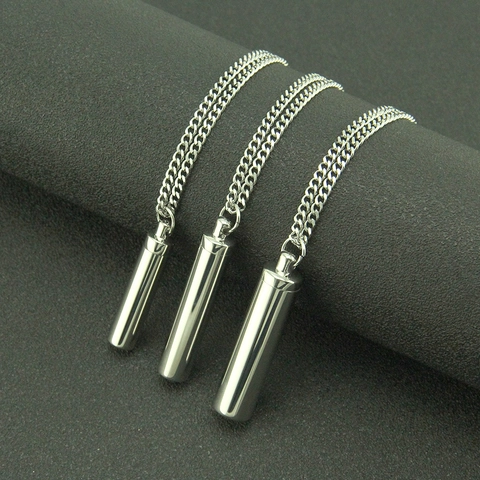 Titanstahl Edelstahl Zylinder Urne Halskette Für Asche Gedenk Parfümflasche Anhänger Street Style Schmuck Unisex