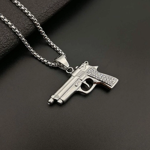 Hip Hop M1911 Pistol Pendant Only Without Chain 316 Stainless Steel Realistic Gun Charm Gold Silver Plated Street Jewelry For Men Women