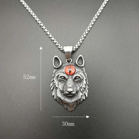 Collar de Colgante de Cabeza de Lobo Vikingo Vintage de Acero Inoxidable Punk Tótem Celta Lobo Collar para Hombres Joyería Gótica