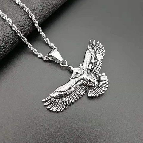 Vintage Punk Stainless Steel Eagle Pendant Only Polished Eagle Wings Animal Charm For Men Women Gothic Jewelry Accessory