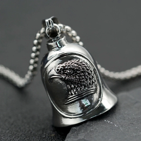 Collana con Ciondolo a Campana con Aquila in Acciaio Inossidabile Vintage Punk Biker per Uomo Donna Gioielli con Animali