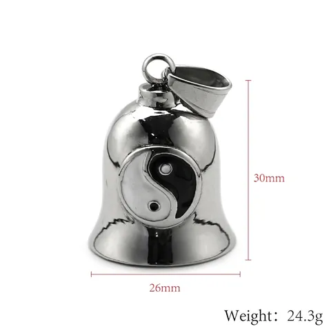 Retro Punk Tai Chi Yin Yang Lucky Bell Pendant Necklace For Men Women Titanium Steel Polished Biker Motorcycle Jewelry