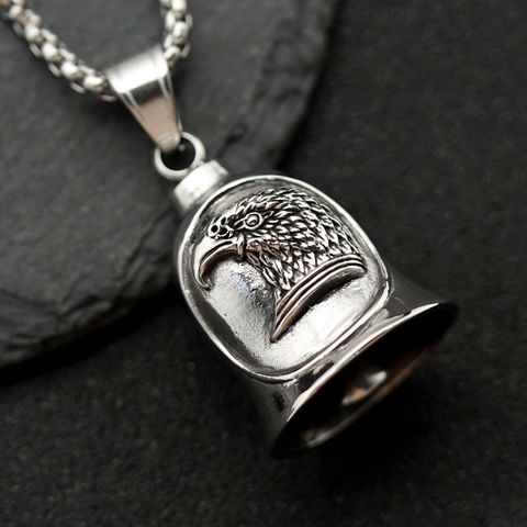 Collana con Ciondolo a Campana con Aquila in Acciaio Inossidabile Vintage Punk Biker per Uomo Donna Gioielli con Animali