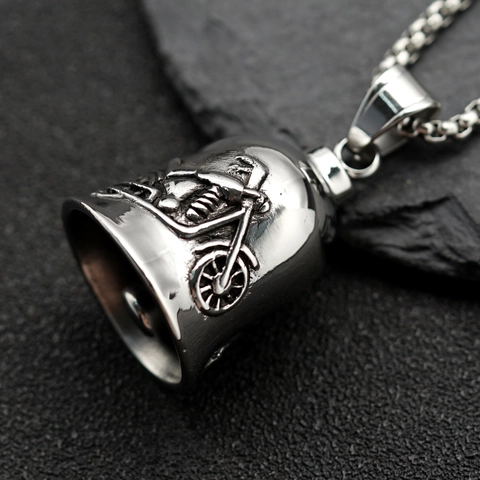 Collana con Pendente a Forma di Campana Guardiana del Motociclista in Acciaio Inossidabile Vintage per Uomo Gioielli