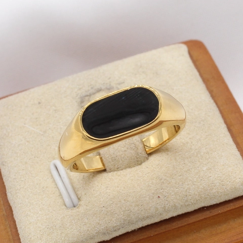 Anello Sigillo Minimalista in Acciaio al Titanio per Donna Uomo Vintage Ovale Nero Smalto Oro Argento Gioielli