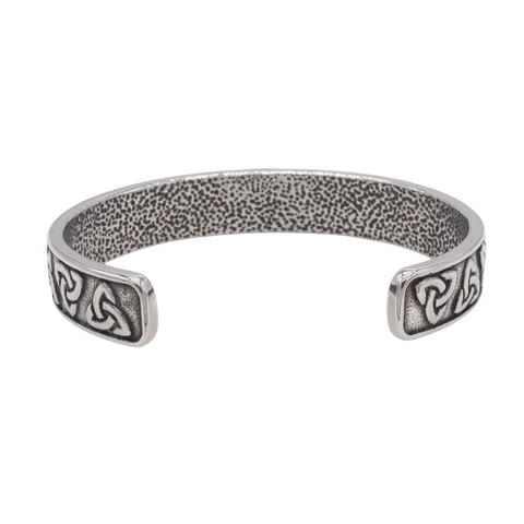 Wikinger Herren Titanstahl Armreif Vintage Gealterter Keltischer Knoten Valknut Symbol Gehämmert Verstellbar Offener Bangle