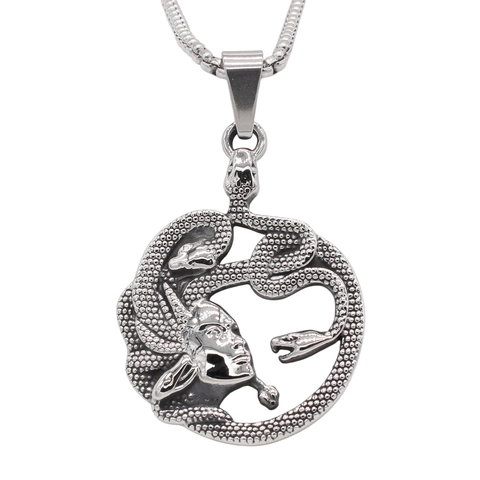 Vintage Medusa Kopf Anhänger Titanstahl Schlange Kreisförmiges Relief Hip Hop Schmuck Zubehör Gothic Punk Stil Geschenk Medusa