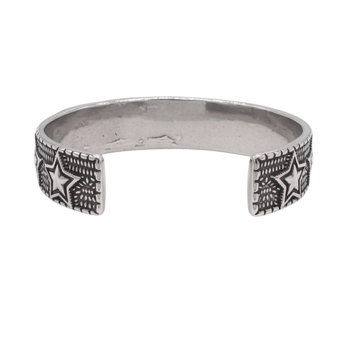 Retro Stainless Steel Pentagram Star Cuff Bracelet For Men Vintage Titanium Steel Open Bangle Punk Rock Jewelry Gift