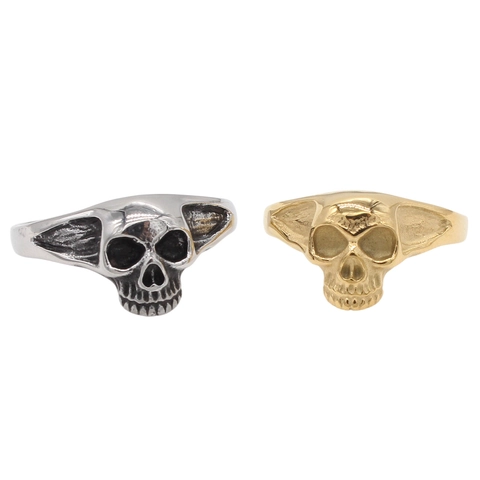 Anello a Teschio Vintage in Acciaio Inossidabile per Uomo Donna Gotico Punk Teschio Alato Anello retrò in Acciaio