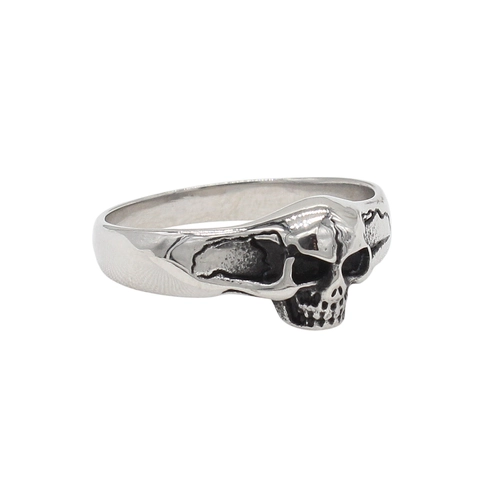 Anello in Acciaio al Titanio Vintage Gotico con Teschio per Uomo Donna Punk Rock Biker Gioielli Color Argento Invecchiato
