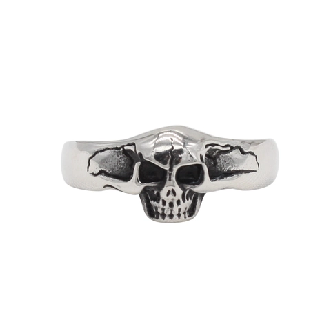 Anello in Acciaio al Titanio Vintage Gotico con Teschio per Uomo Donna Punk Rock Biker Gioielli Color Argento Invecchiato