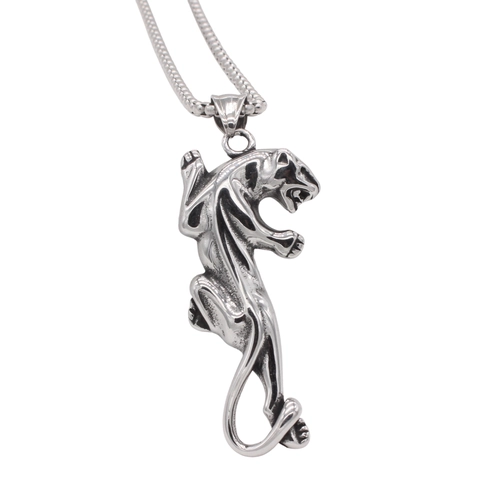 Ciondolo Leopardo in Acciaio Inossidabile Vintage da Uomo Retrò Forma di Animale Ghepardo Punk Stile Gioielli Ciondolo Solo Senza Catena