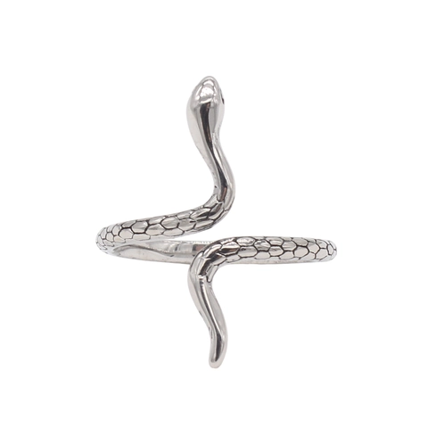 Anello Serpente in Acciaio Inossidabile 304 Vintage per Donna Personalità Retro Animale Trama a Scaglie Finitura Antica Gioielli