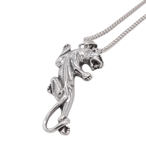 Ciondolo Leopardo in Acciaio Inossidabile Vintage da Uomo Retrò Forma di Animale Ghepardo Punk Stile Gioielli Ciondolo Solo Senza Catena