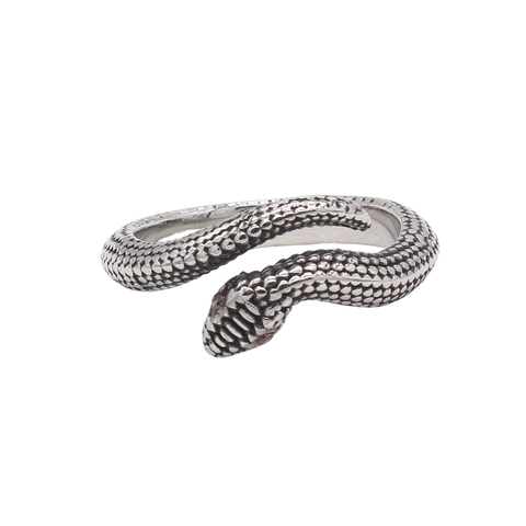 Anello Serpente Gotico Vintage per Donna Uomo in Acciaio Inossidabile 304 Anello Animale Anticato Con Occhi di Strass Rossi