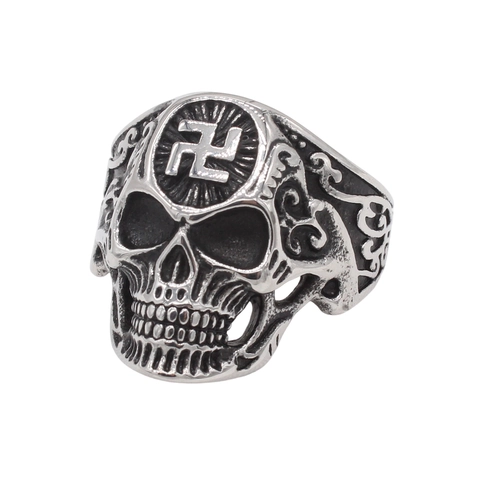 Vintage Gothic Punk Totenkopf Ring Für Herren 304 Edelstahl Distressed Retro Personalisiert Hip Hop Party Schmuck Fingerring