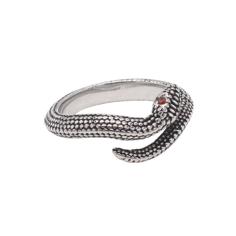 Anello Serpente Gotico Vintage per Donna Uomo in Acciaio Inossidabile 304 Anello Animale Anticato Con Occhi di Strass Rossi