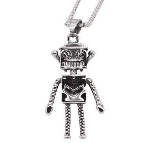 Ciondolo Robot Retrò in Acciaio Inossidabile 316 per Uomo Gioiello Stile Meccanico Industriale Punk Ciondolo Solo Senza Catena